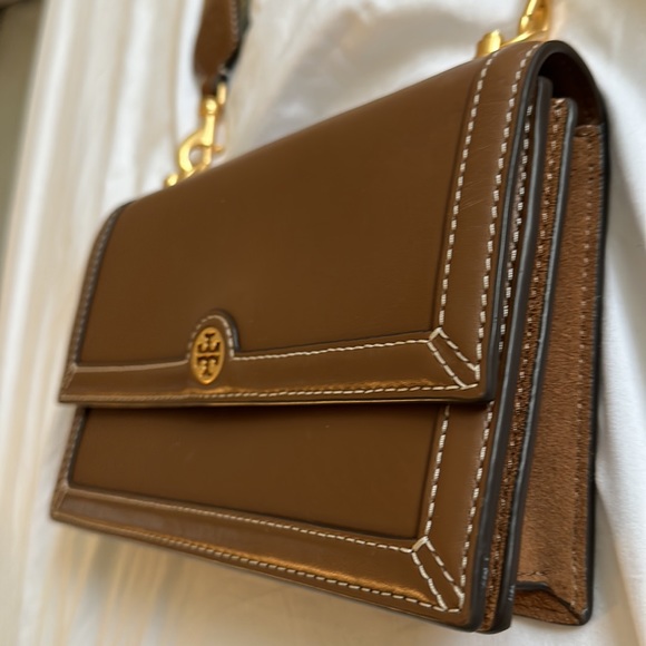 Tory Burch T Monogram MINI Leather Shoulder Bag in Moose - Picture 10 of 16